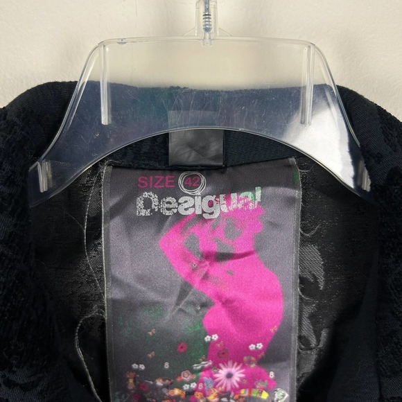 Desigual Baroque Black Button Front Blazer Jacket L - Picture 4 of 5